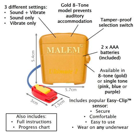 MO4 Gold Malem Wearable Enuresis Bedwetting Alarm