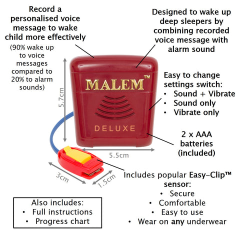 Malem MO24 Deluxe recordable bedwetting alarm