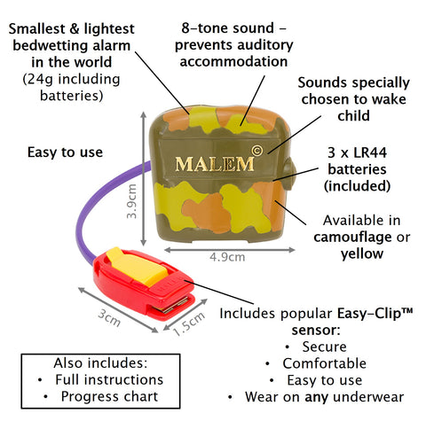 Malem Bedwetting Alarm - MO3 Audio (8-tone) - Camouflage