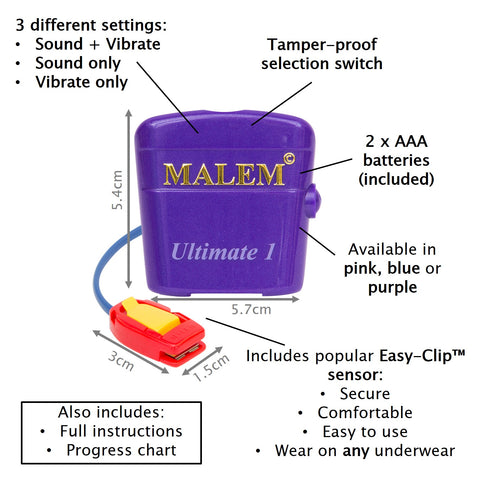 MO4 Purple Malem Wearable Enuresis Bedwetting Alarm